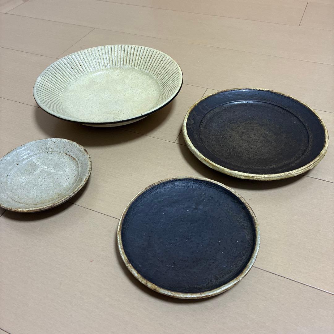 ⭐︎額賀章夫⭐︎セット①⭐︎新品未使用⭐︎プリーツ等皿4枚セット⭐︎笠間焼⭐︎