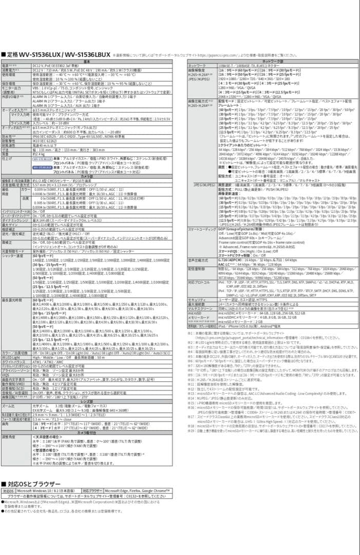 i-PRO WV-S1536LUX ネットワークカメラ