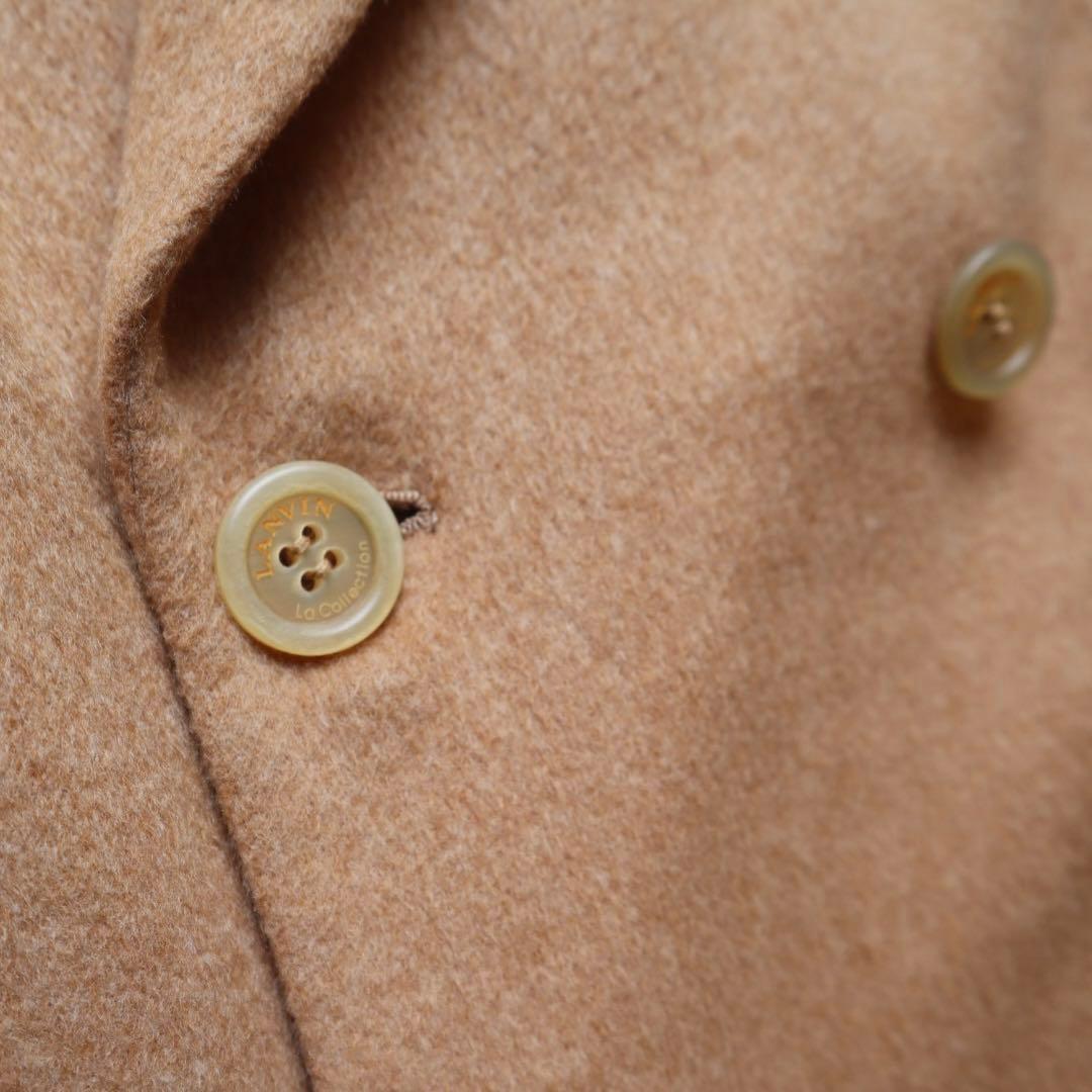 ランバン カシミヤ100% チェスターコート マキシ丈 ダブルブレスト ベージュ