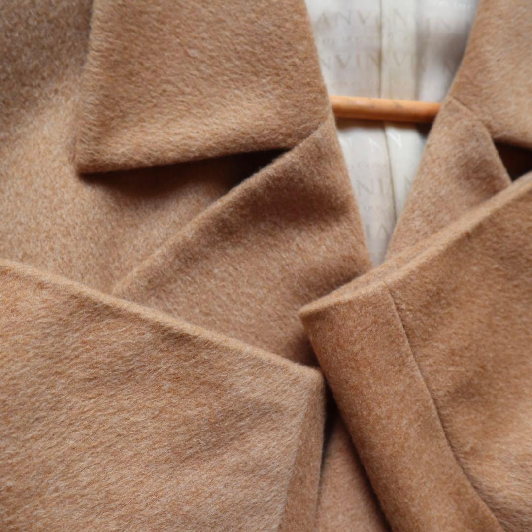 ランバン カシミヤ100% チェスターコート マキシ丈 ダブルブレスト ベージュ