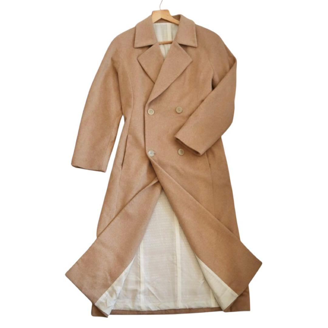 ランバン カシミヤ100% チェスターコート マキシ丈 ダブルブレスト ベージュ
