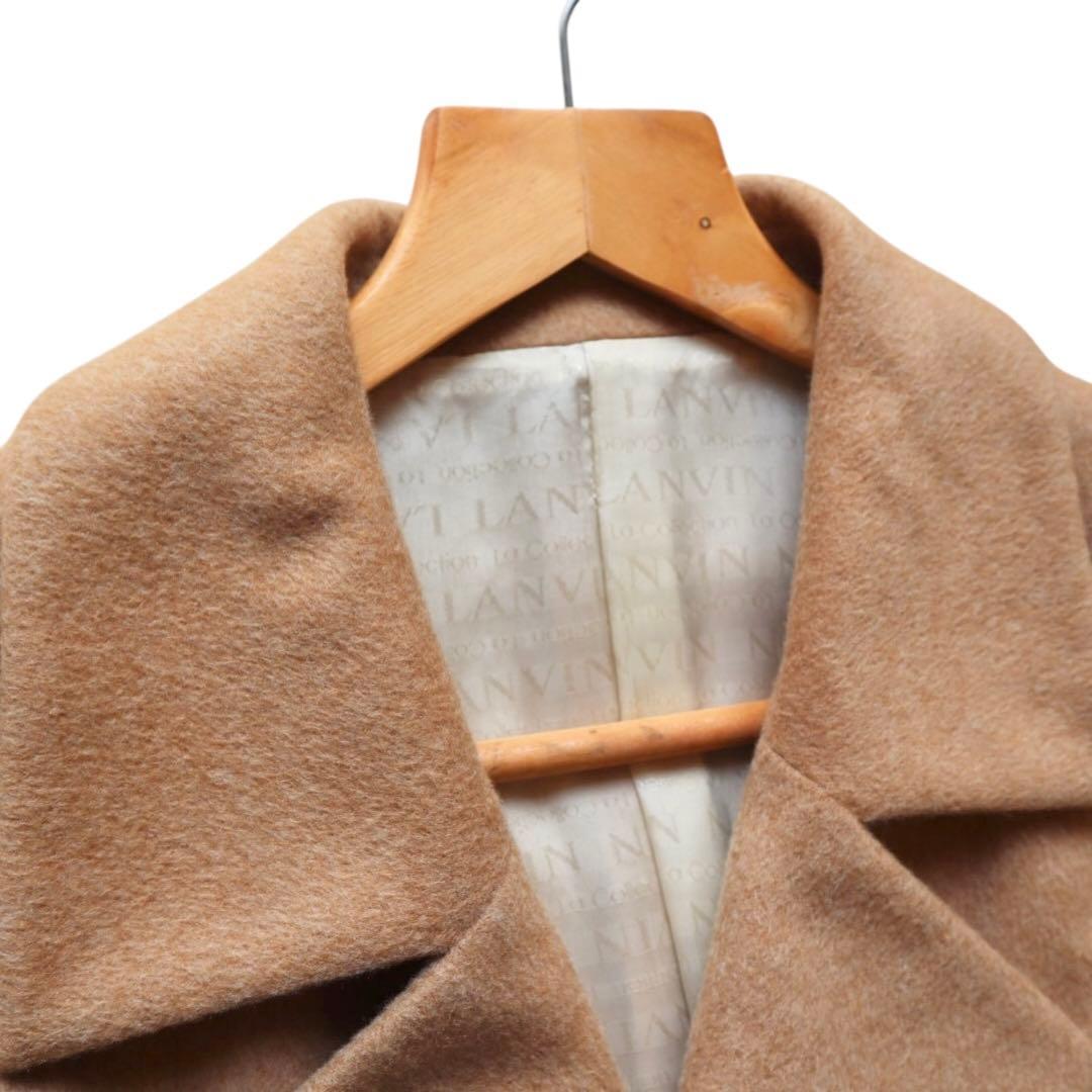 ランバン カシミヤ100% チェスターコート マキシ丈 ダブルブレスト ベージュ