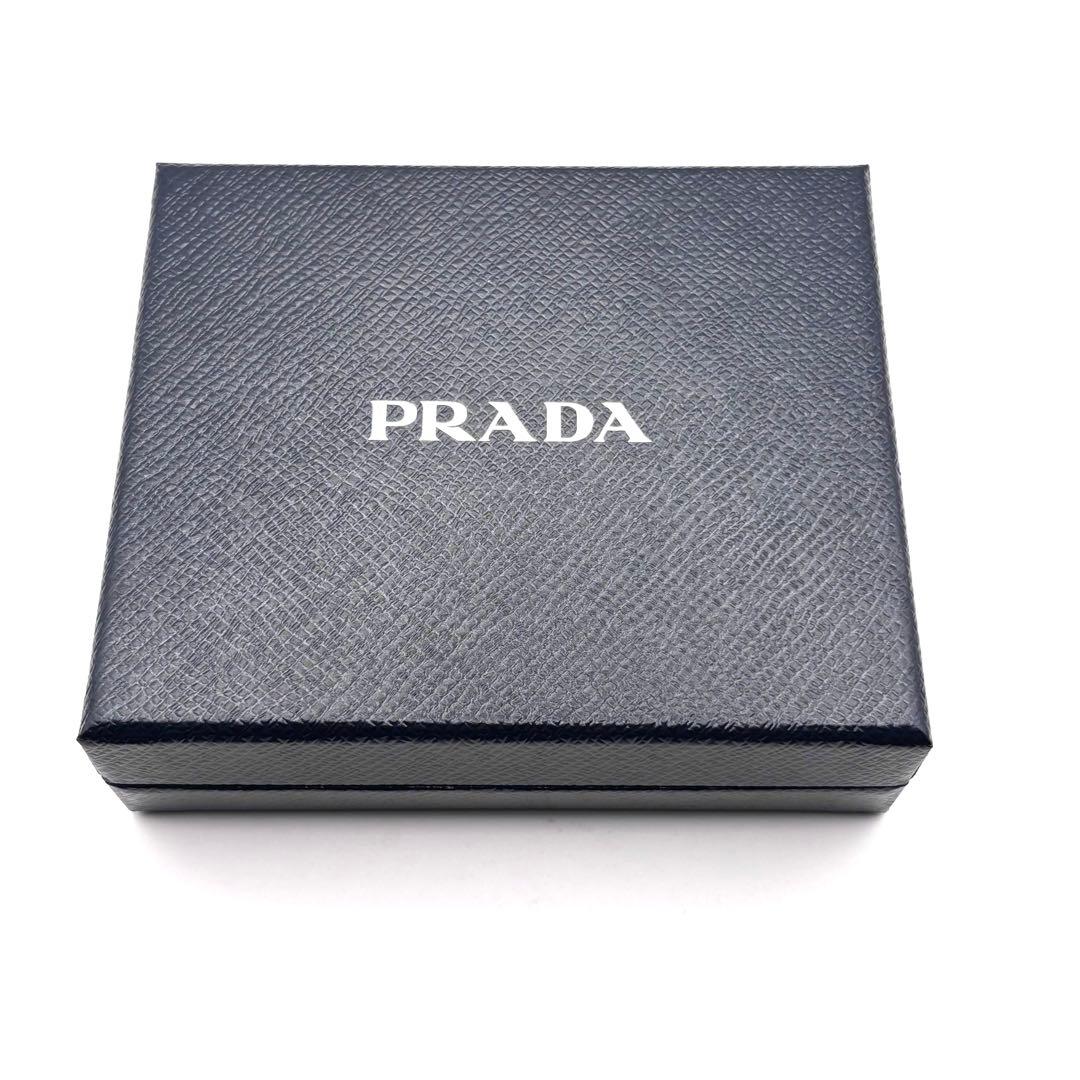 プラダ 折り財布 サフィアーノ レザー シャイン ロゴ ネイビー マルチカラー