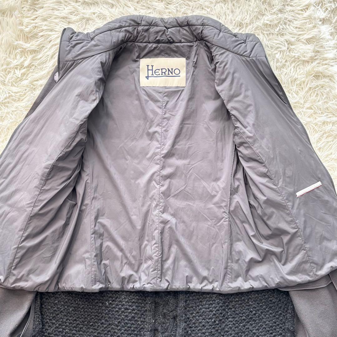 美品✨ ヘルノ ダウンベスト 異素材 ケーブル ダブルジップ ウールニット 中綿