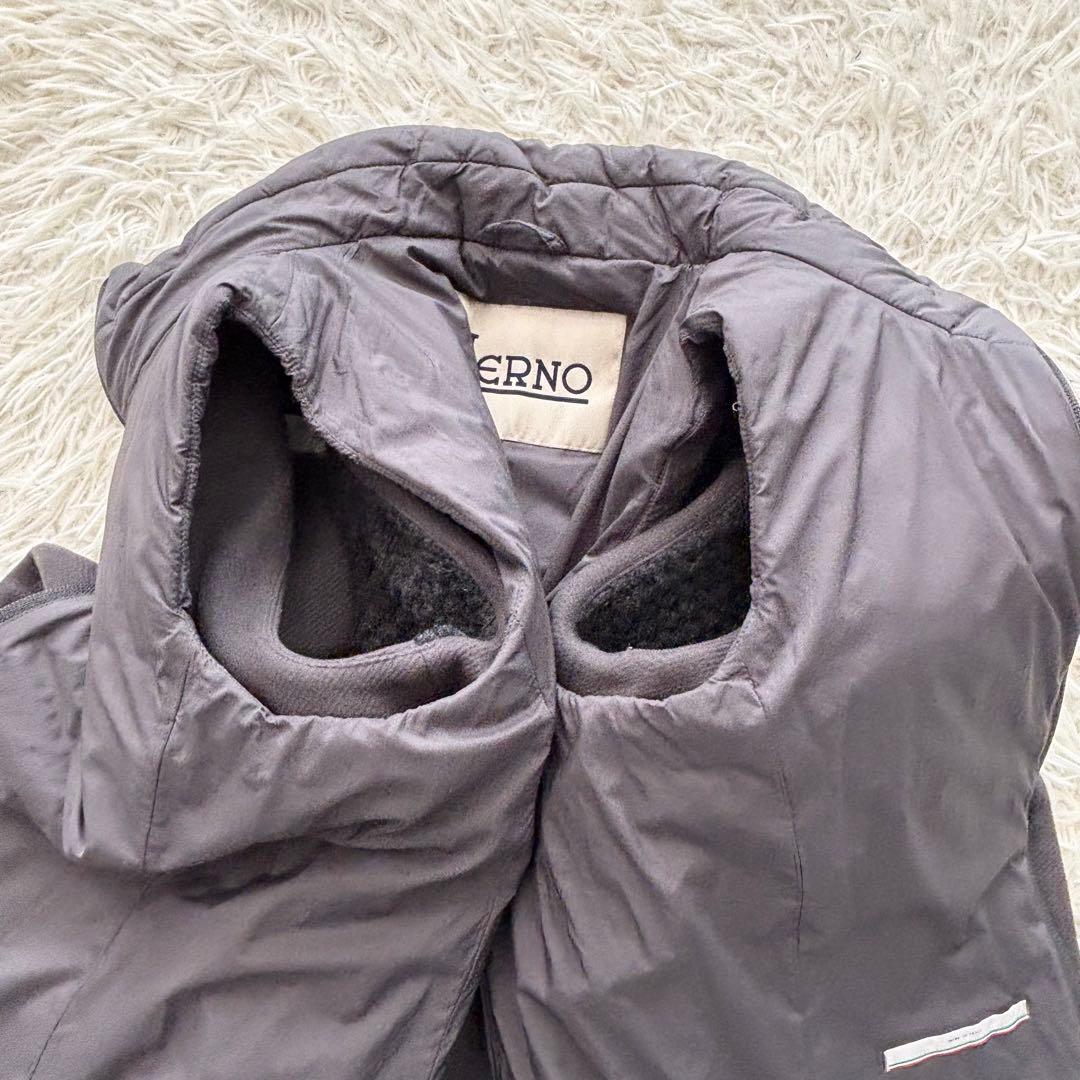 美品✨ ヘルノ ダウンベスト 異素材 ケーブル ダブルジップ ウールニット 中綿