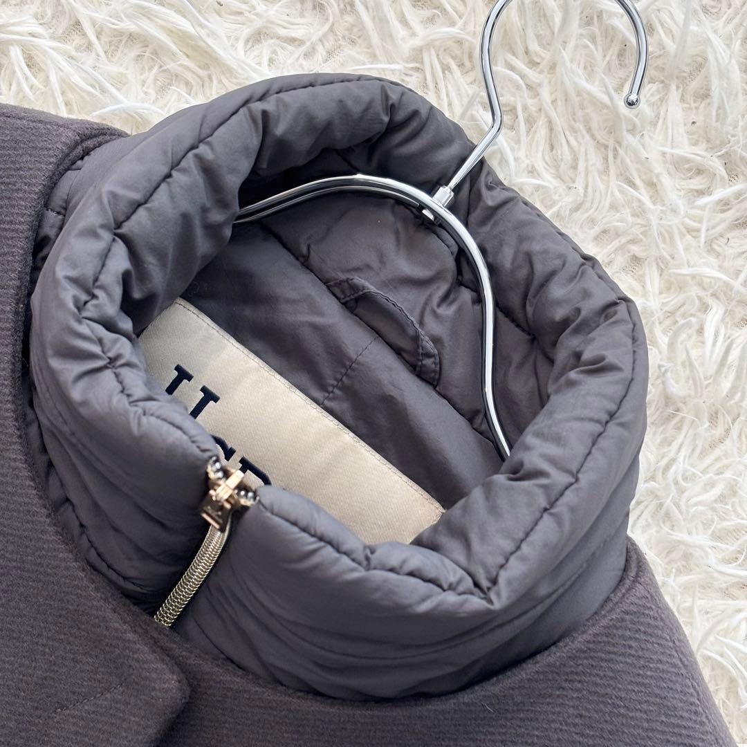 美品✨ ヘルノ ダウンベスト 異素材 ケーブル ダブルジップ ウールニット 中綿