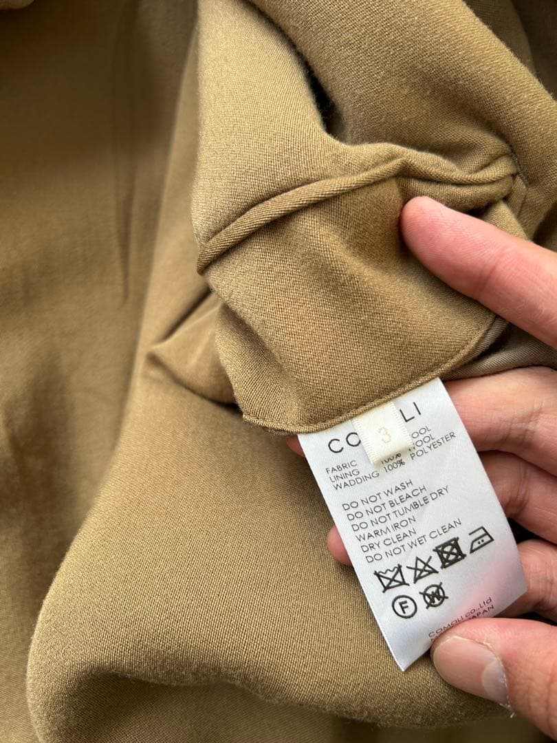 美品　17aw COMOLI ウール中綿ダッフルコート　キャメル　サイズ3