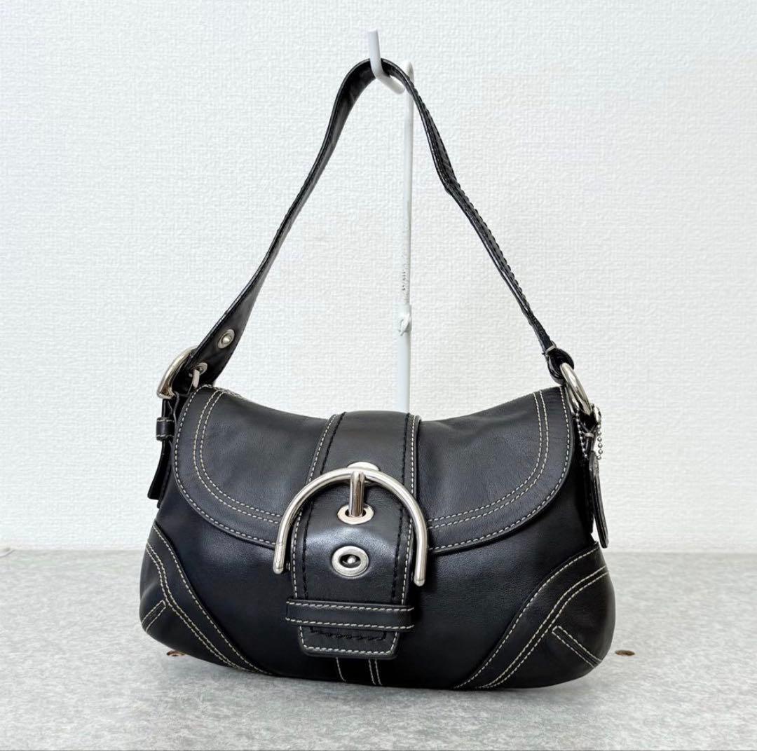 バッグ Coach Small Soho Black Leather Shoulder