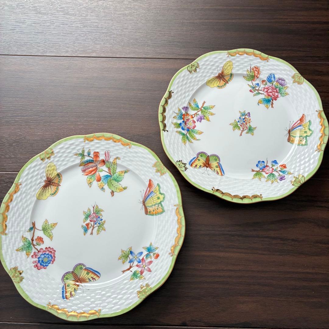 ヘレンド ヴィクトリアブーケ 皿 19cm 2枚セット