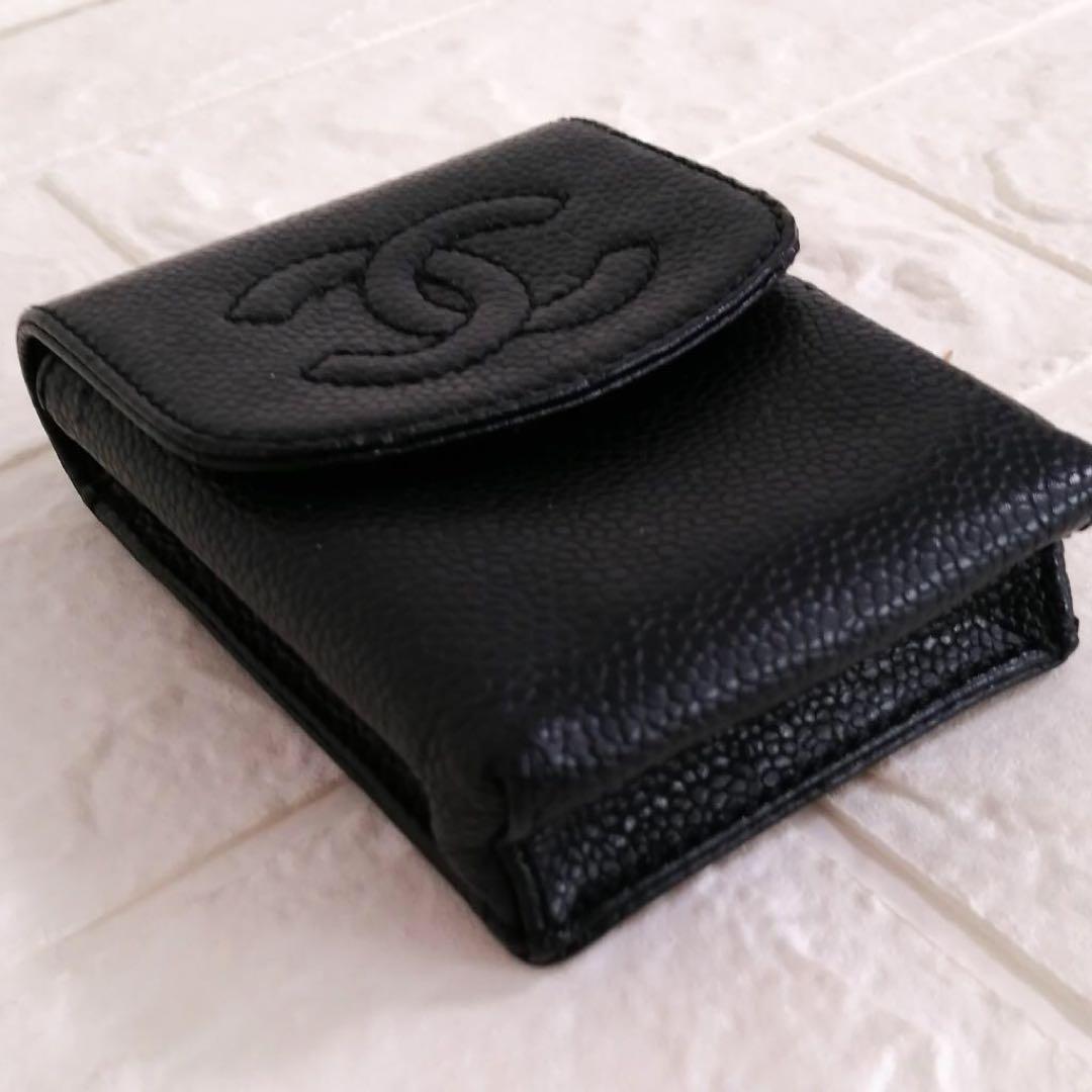 M　CHANEL ココマーク　キャビアスキン　シガレットケース