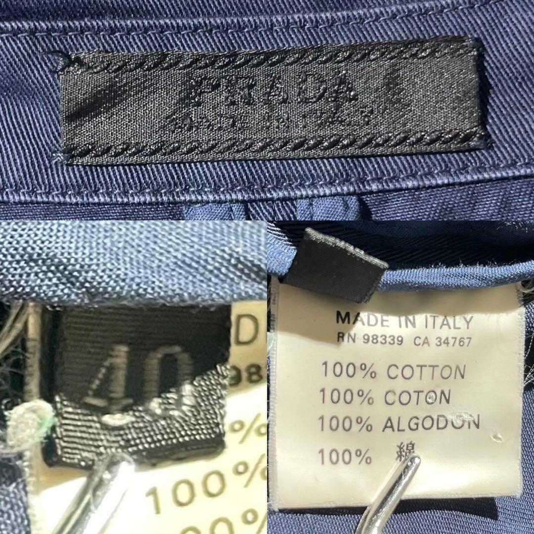 美品✨ PRADA チェスターコート デニム調 ネイビー 着丈102cm L