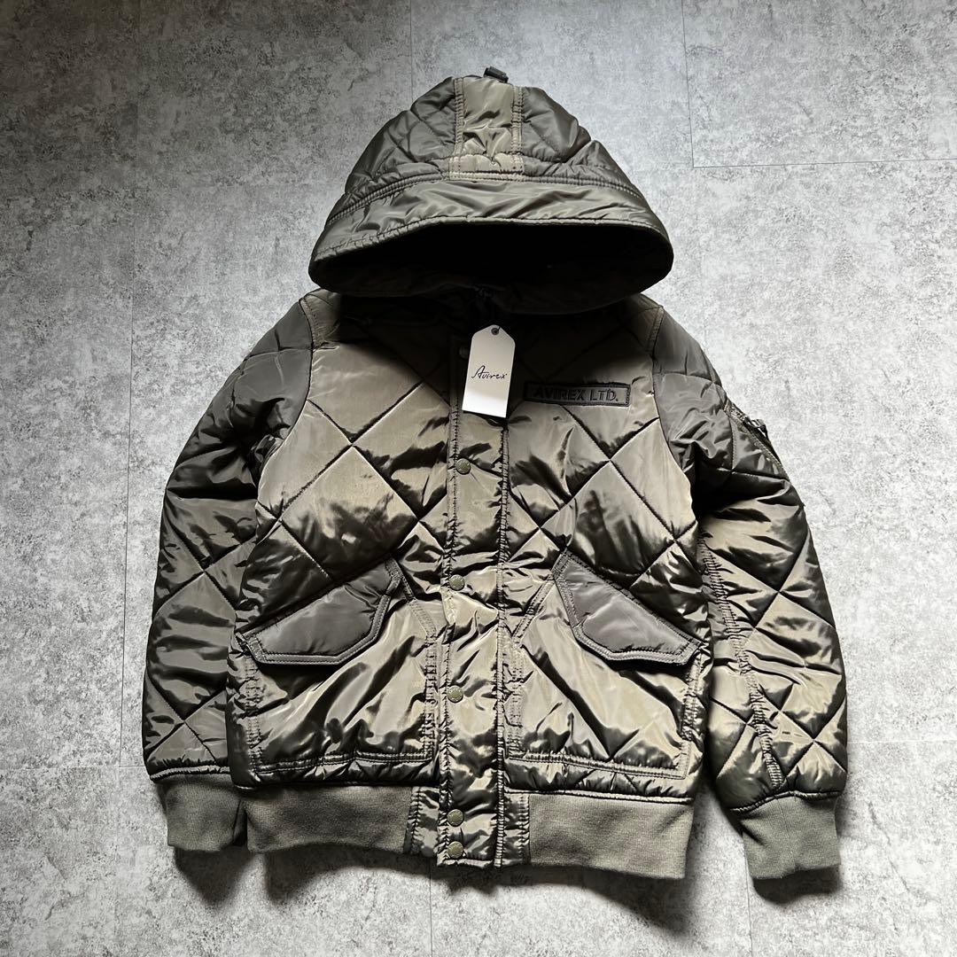 未使用【アヴィレックス】（M）キルティング ジャケット 中綿 カーキ 短丈