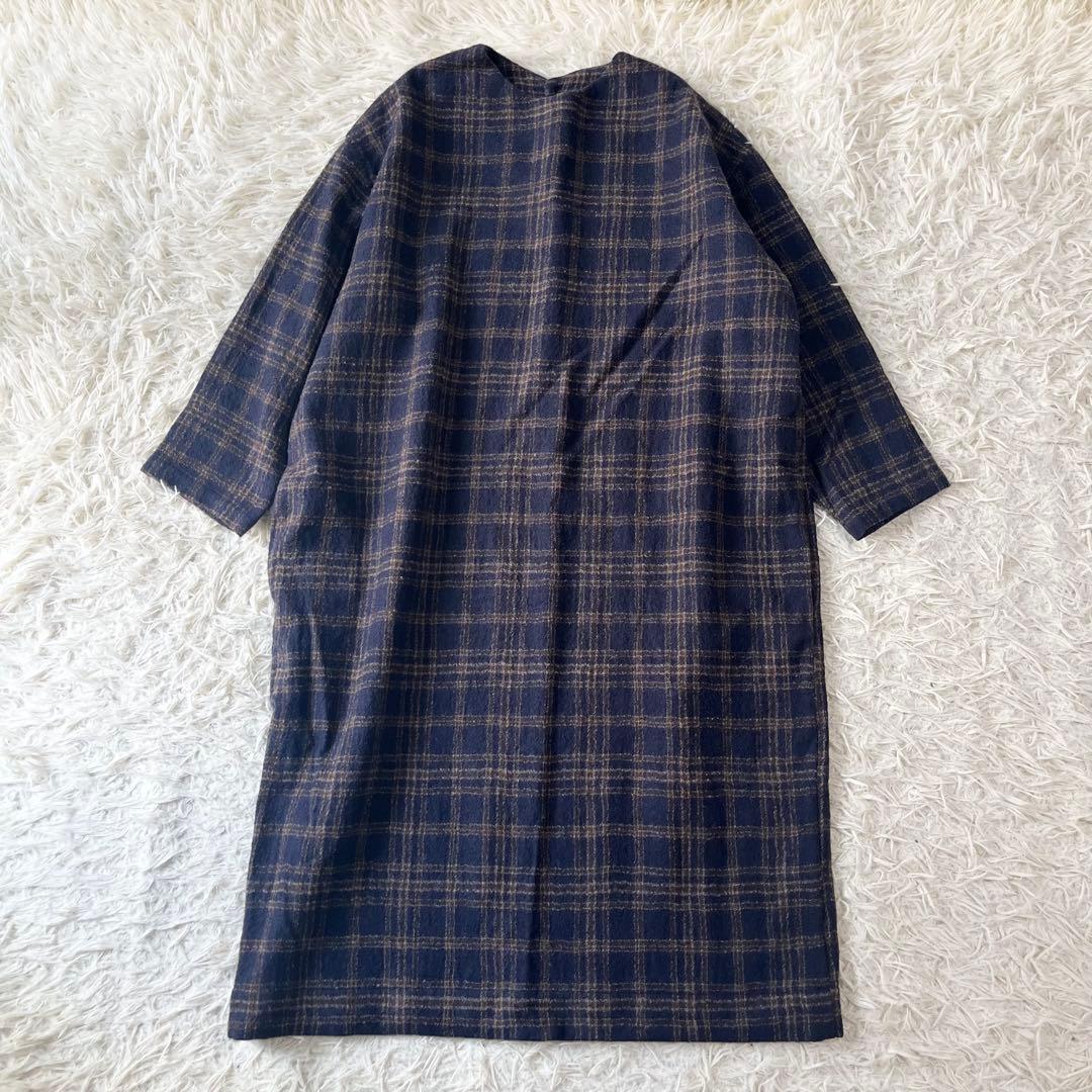 ランフランセダンタン チェック　ワンピース ウール　日本製