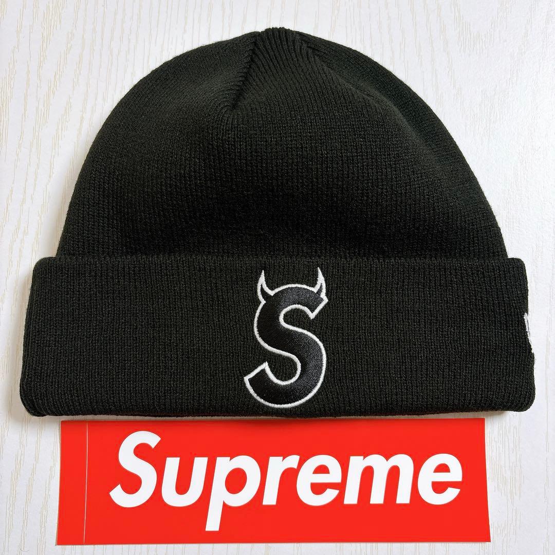 Supreme NEW ERA ツノ　デビル　Sロゴ ニット帽　ブラック　黒
