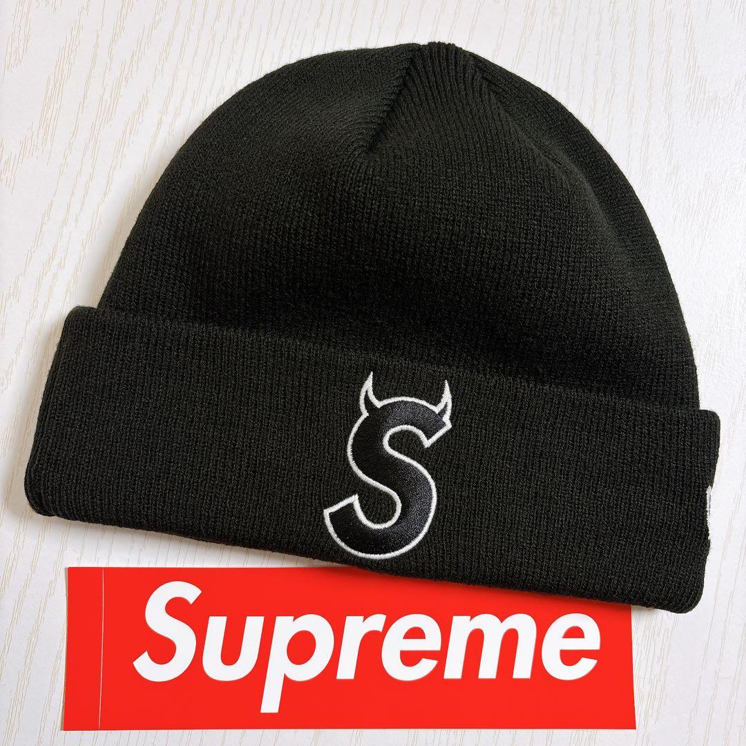 Supreme NEW ERA ツノ　デビル　Sロゴ ニット帽　ブラック　黒