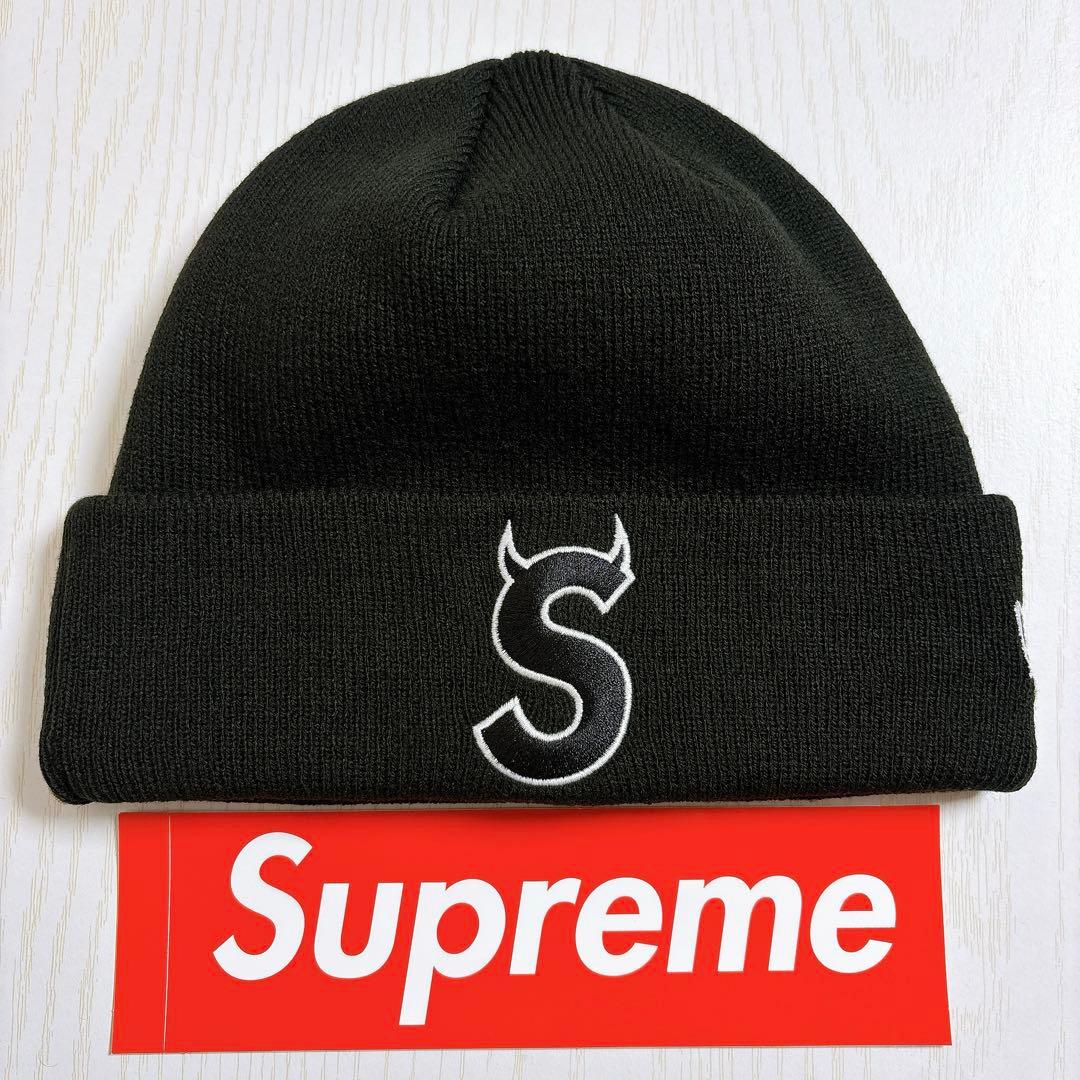 Supreme NEW ERA ツノ　デビル　Sロゴ ニット帽　ブラック　黒