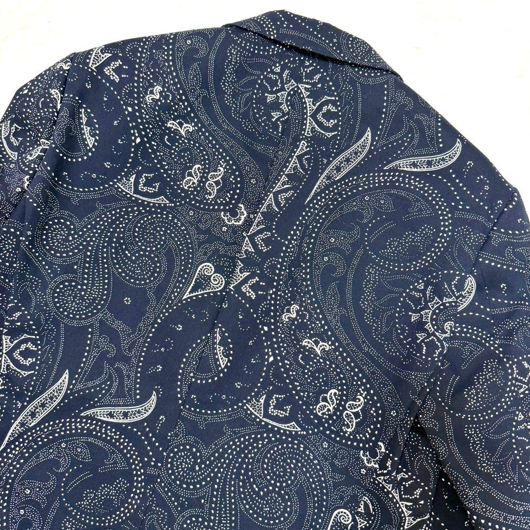 未使用品　エトロ　テーラードジャケット　ペイズリー柄　ネイビー　48 コットン