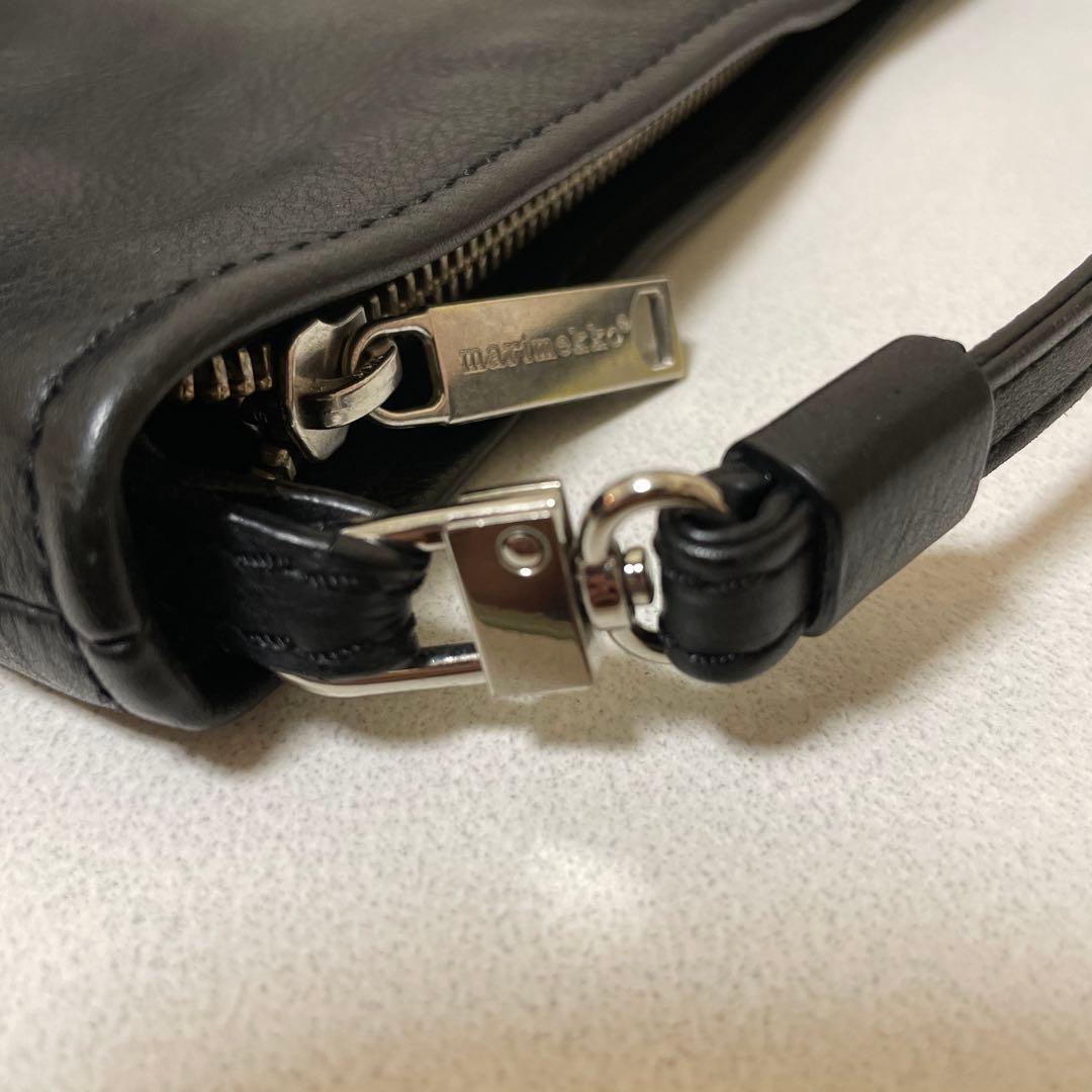 marimekko 黒 レザー ショルダーバッグ