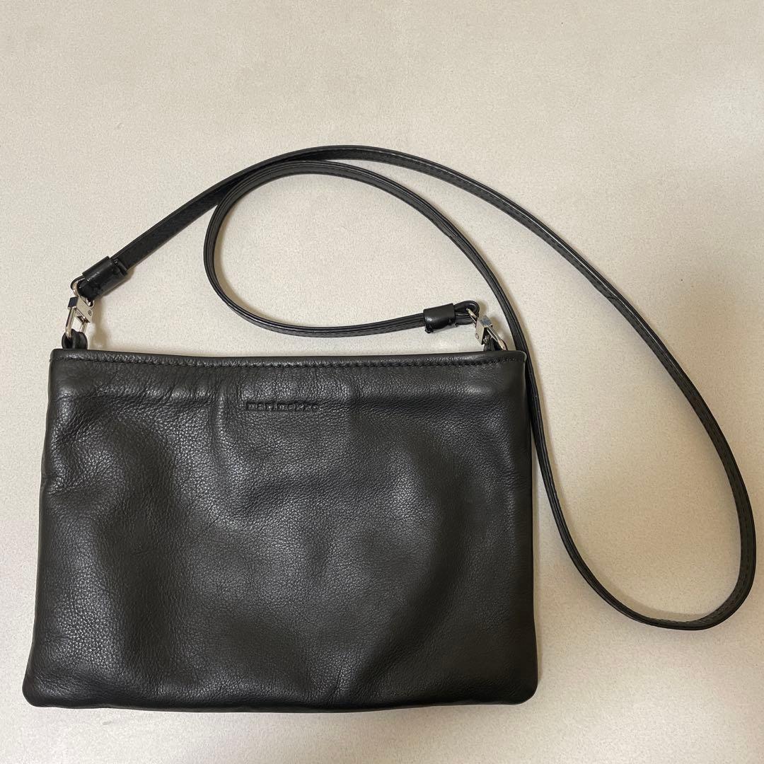 marimekko 黒 レザー ショルダーバッグ