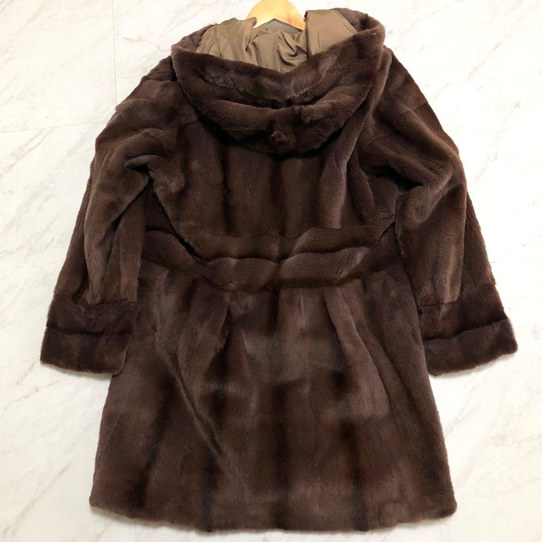 美品✨バルマン シェアードウィーゼル リバーシブル フーデットコート 本毛皮