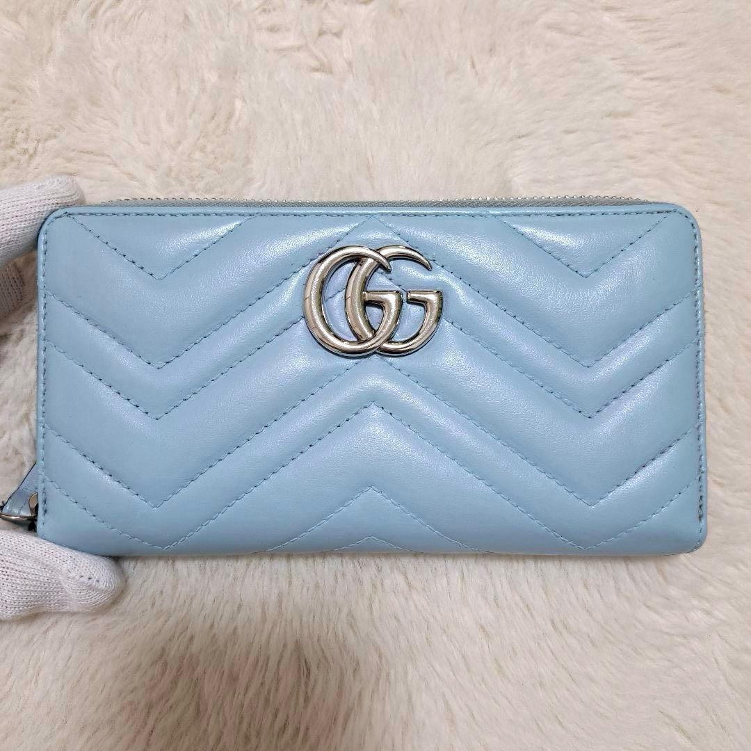 グッチ　長財布　ラウンドファスナー マーモント　キルティング　GGロゴ