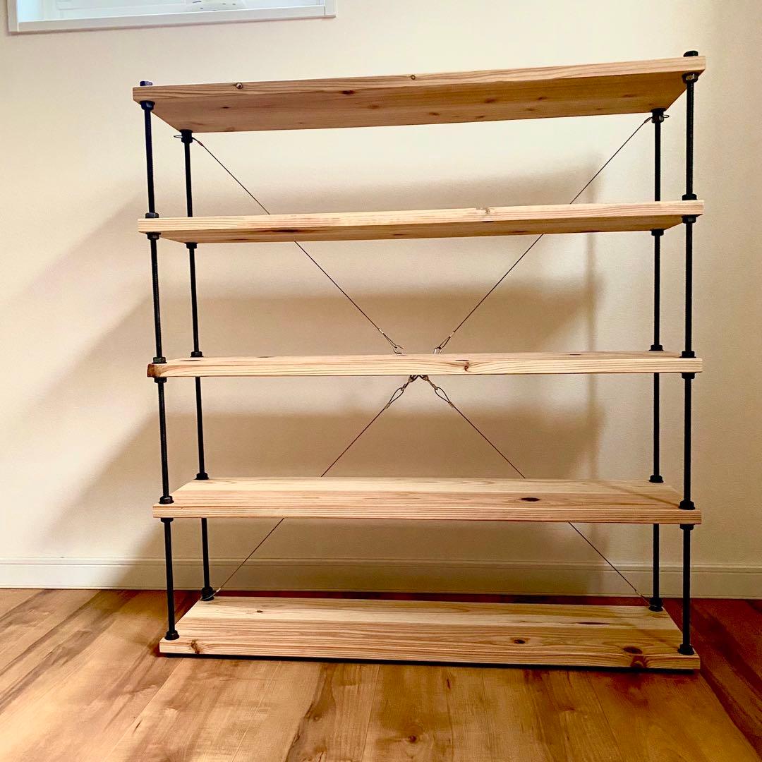 幅80cm☆ワイヤークロス 木製ラック☆食器棚☆木製シェルフ☆アイアンラック