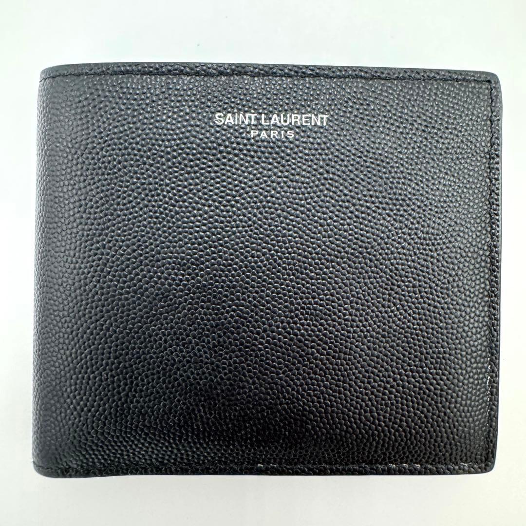 美品☆サンローランパリ 2つ折り財布 小銭入れ付 YSL 396303 ブラック