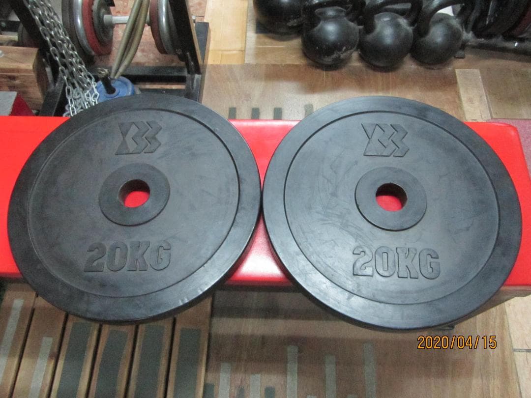 GYM用　ゴムラバープレート　50mm 穴用　40kg set 良