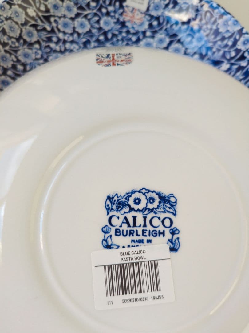 バーレイ　ブルーキャリコ　パスタボウル　４枚