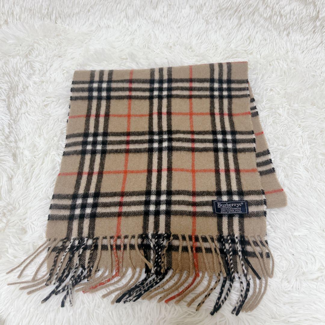 【極美品】　バーバリー　マフラー　カシミヤ100% チェック　ブラウン　ベージュ