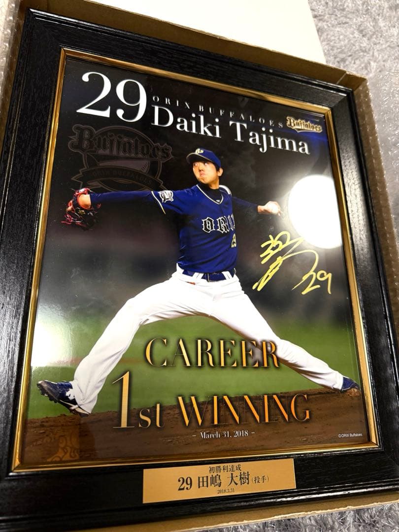 田嶋大樹　直筆サイン入り　プロ初勝利記念　オリックスバファローズ　フォトフレーム