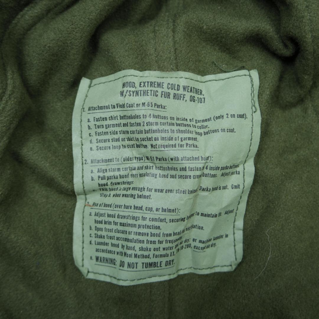デッドストック　本物軍物　米軍 M-65用フード ヴィンテージ　1984年製