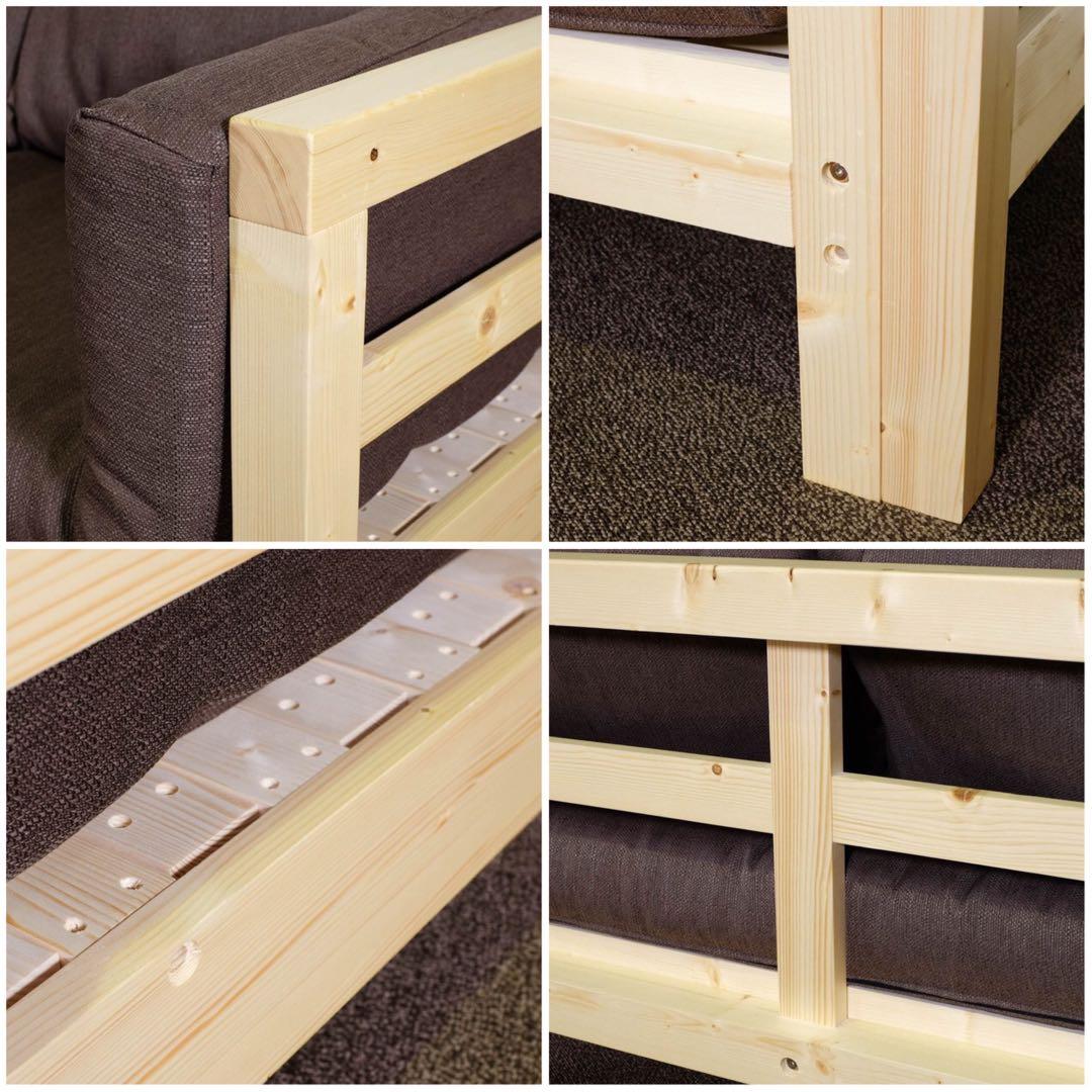 A新品 北欧 パイン材 ソファベッド グリーン セミシングル すのこ カントリー