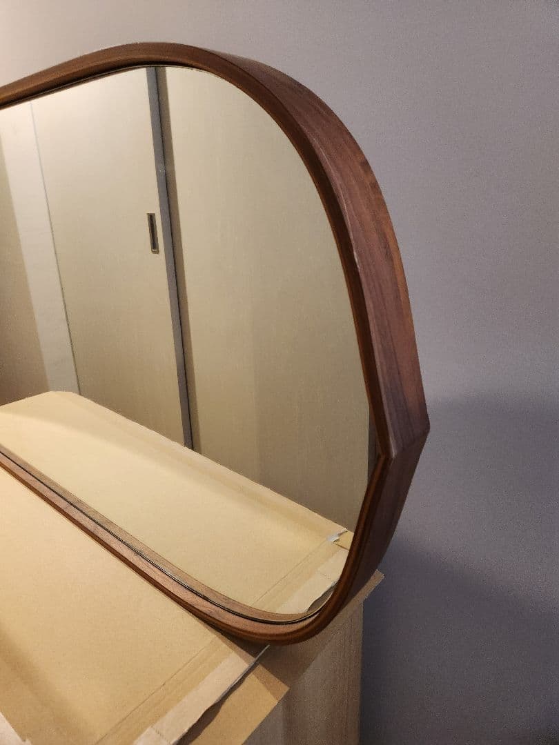 Crate&Barrel ウォールナットフレーム　オーバルミラー