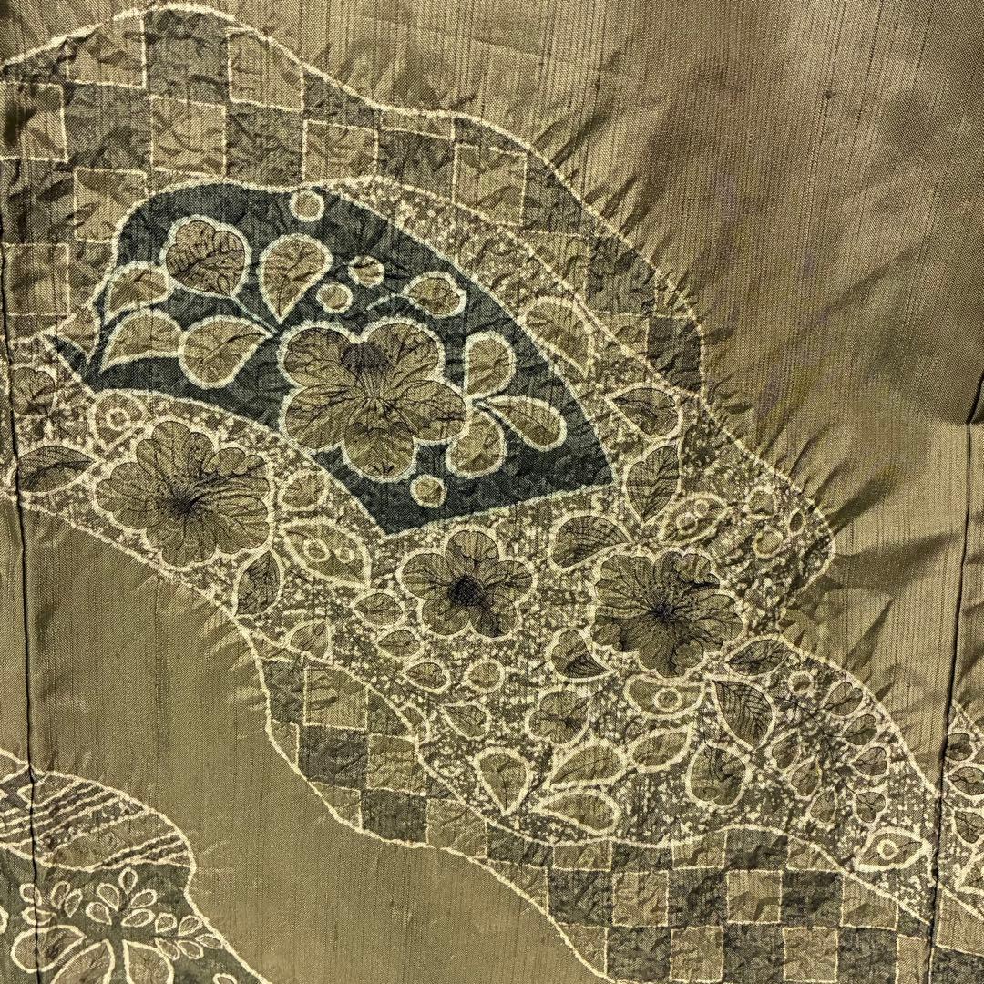 D39 訪問着 紬 辻ヶ花 絞り 正絹 着物 袷