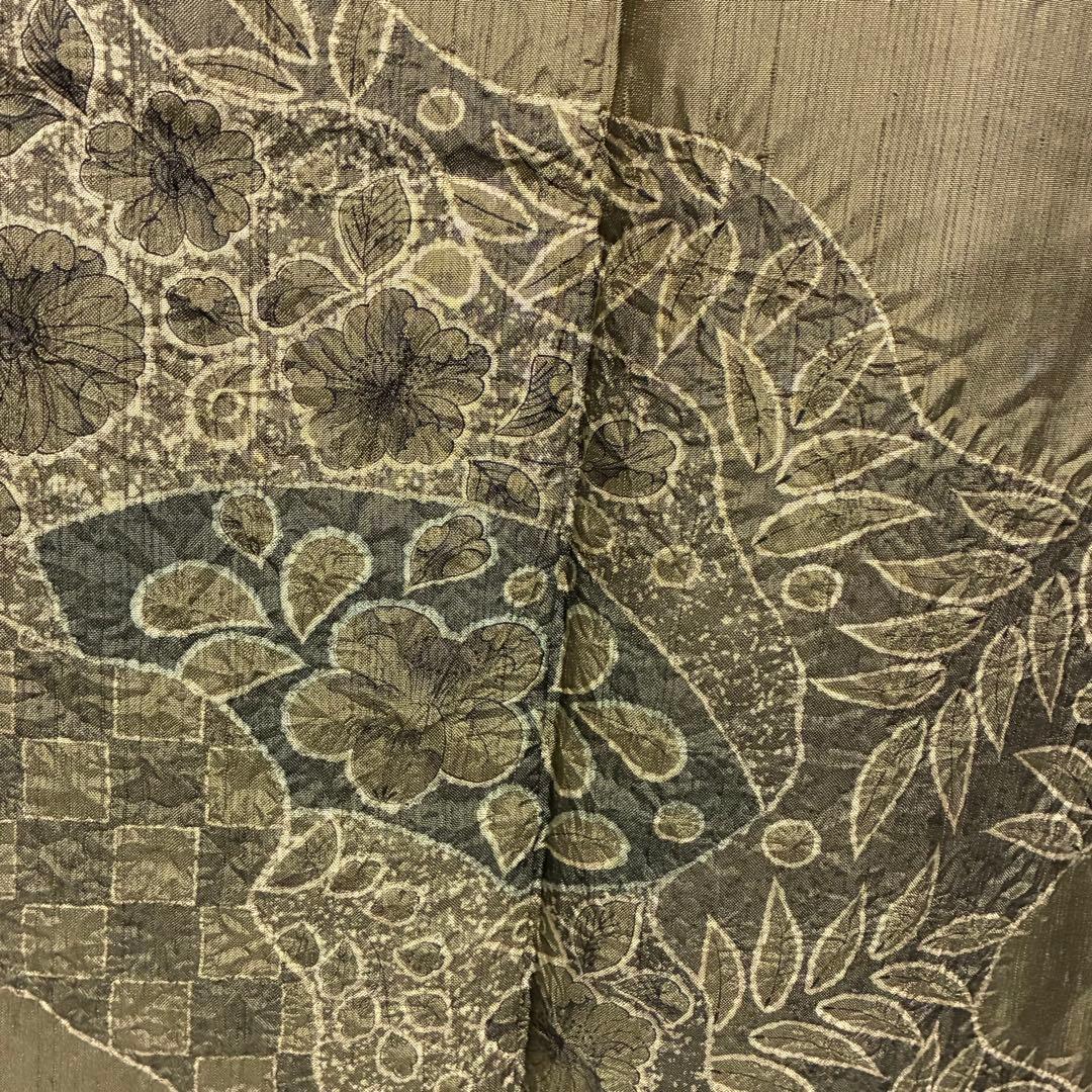 D39 訪問着 紬 辻ヶ花 絞り 正絹 着物 袷