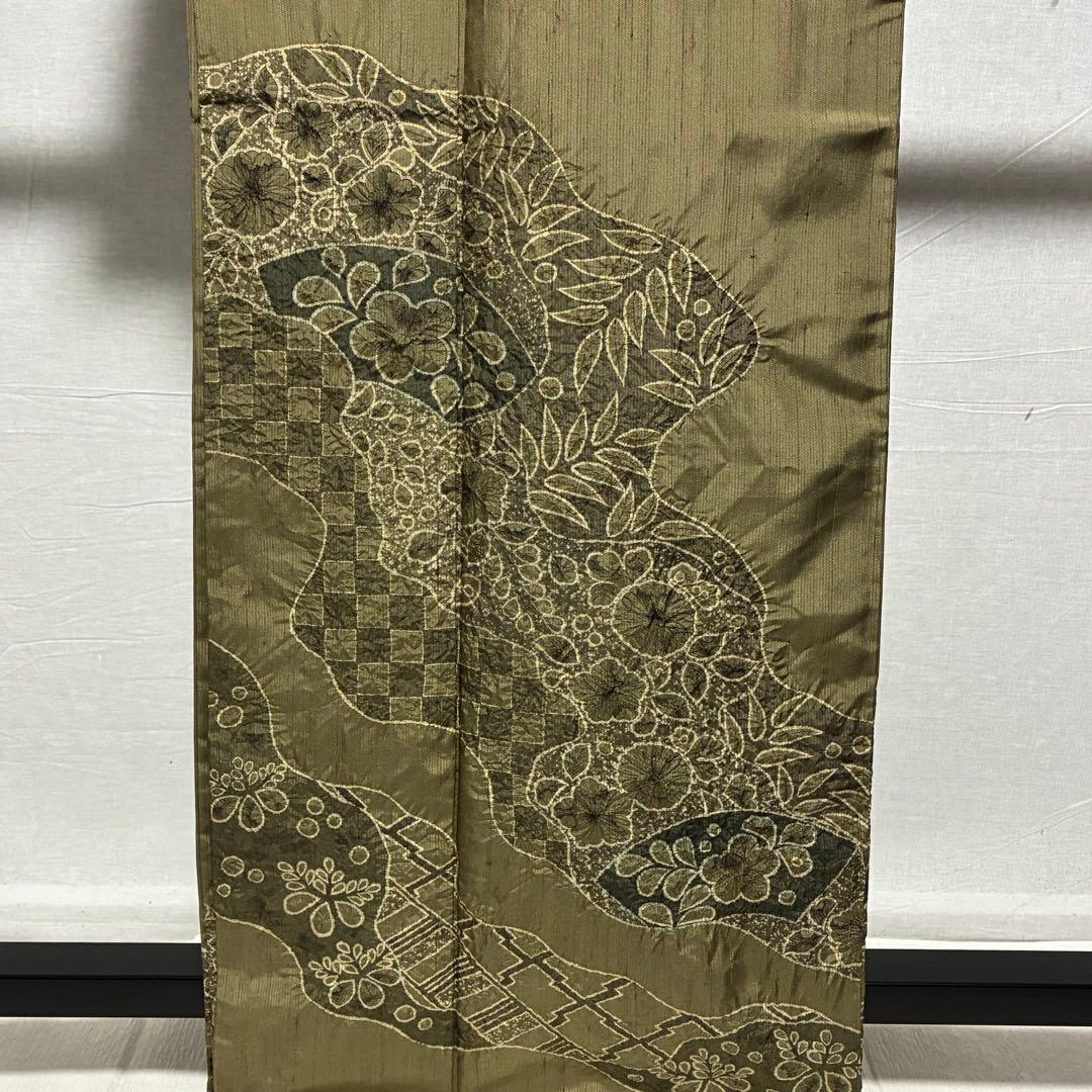 D39 訪問着 紬 辻ヶ花 絞り 正絹 着物 袷