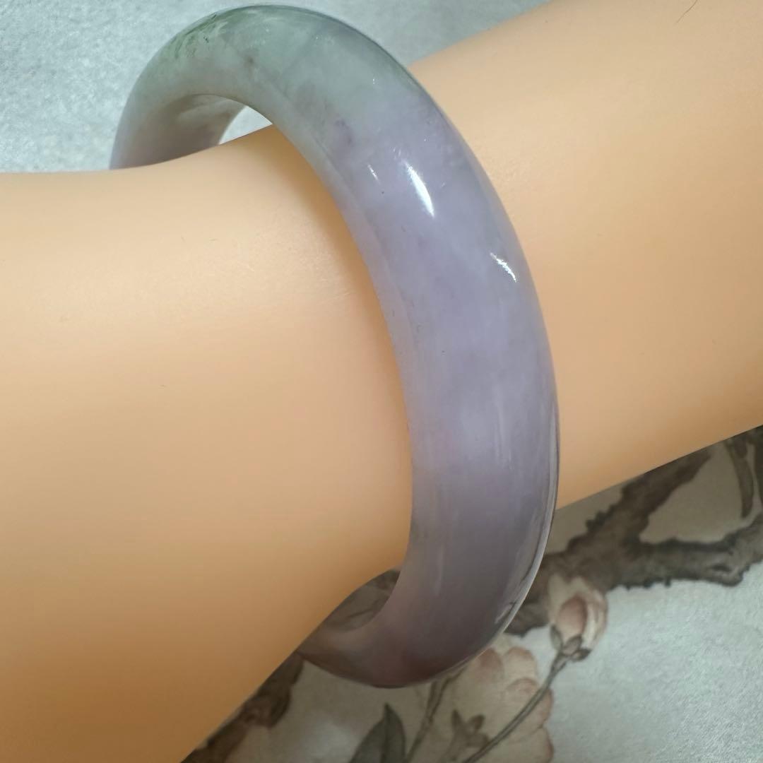 天然ミャンマー産翡翠（A貨）　深ラベンダー×淡グリーン 翡翠バングル