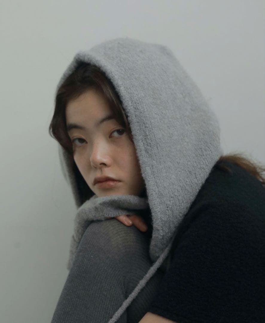 anuke　Boucle Knit Hoodie　フードマフラー　バラクラバ