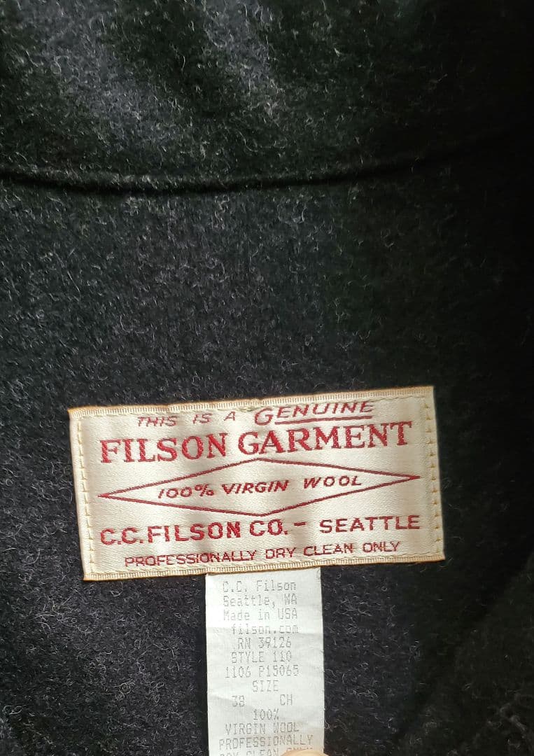 C.C. FILSON ダークグレー マッキーノクルーザージャケット
