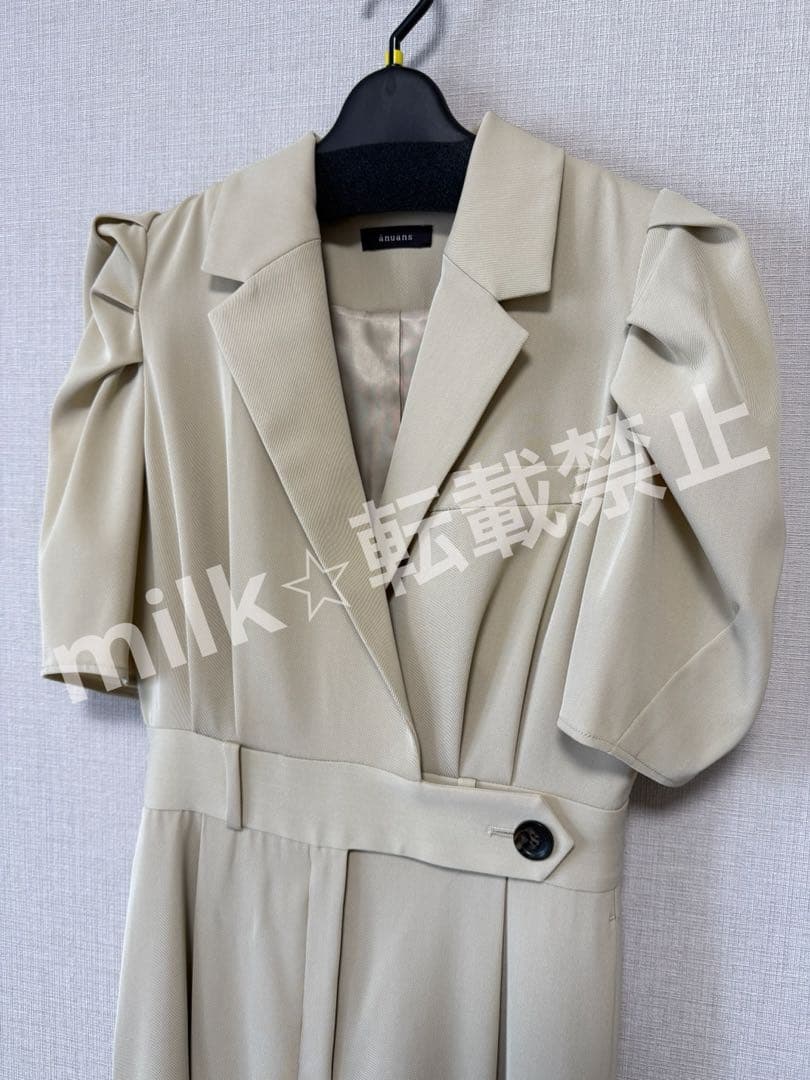 anuans タックスリーブテーラードオールインワン