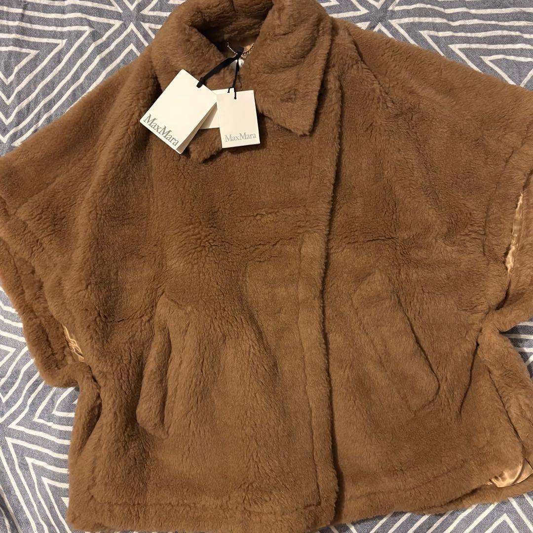 【新品鑑定付】MAX MARA TEBE テディベア ケープ キャメル