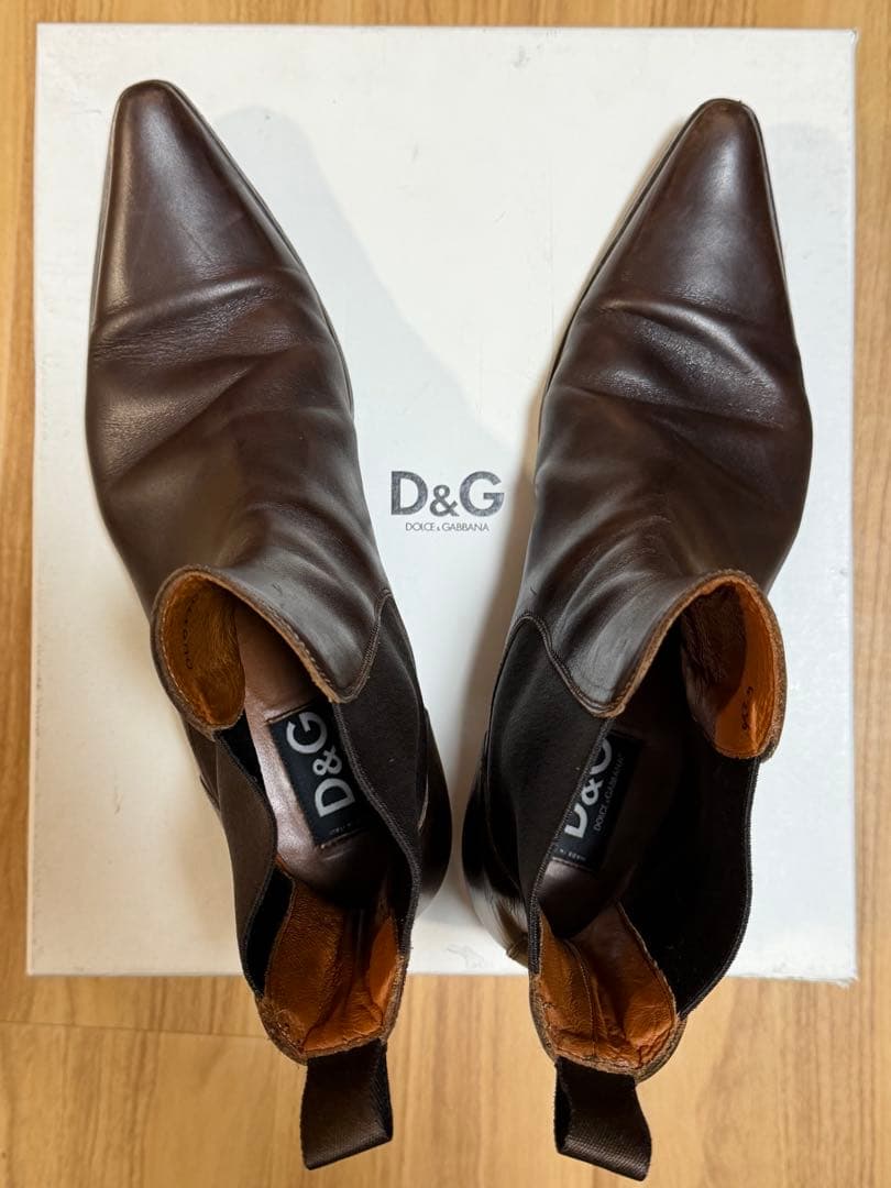 D&G ダークブラウン サイドゴアブーツ