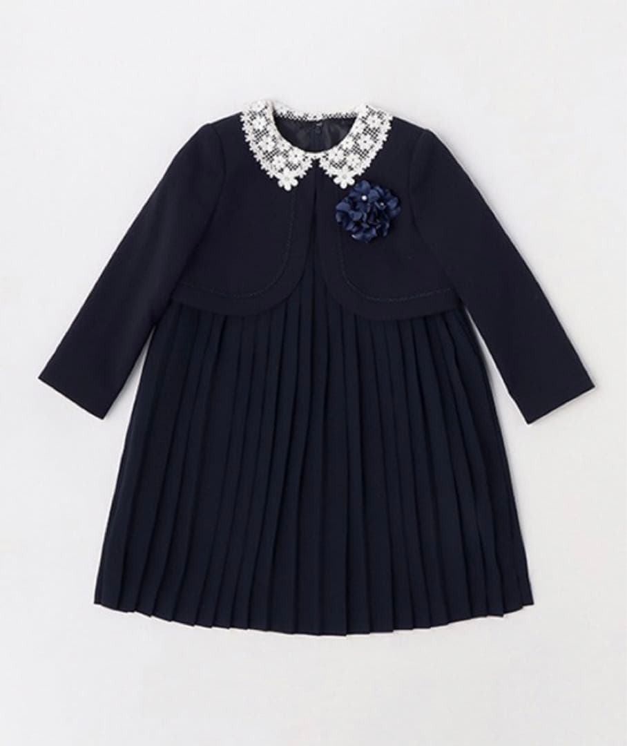 新品petit main◇プティマインレースプリーツワンピドレスフォーマル120