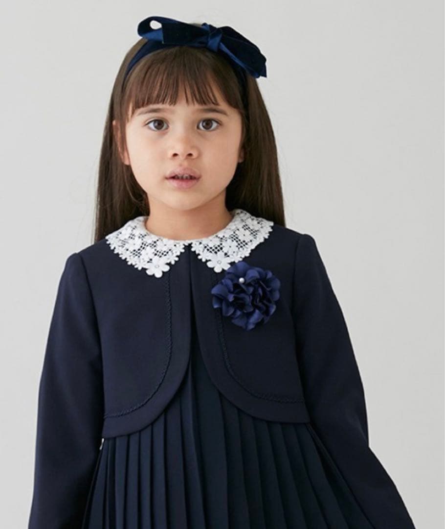 新品petit main◇プティマインレースプリーツワンピドレスフォーマル120