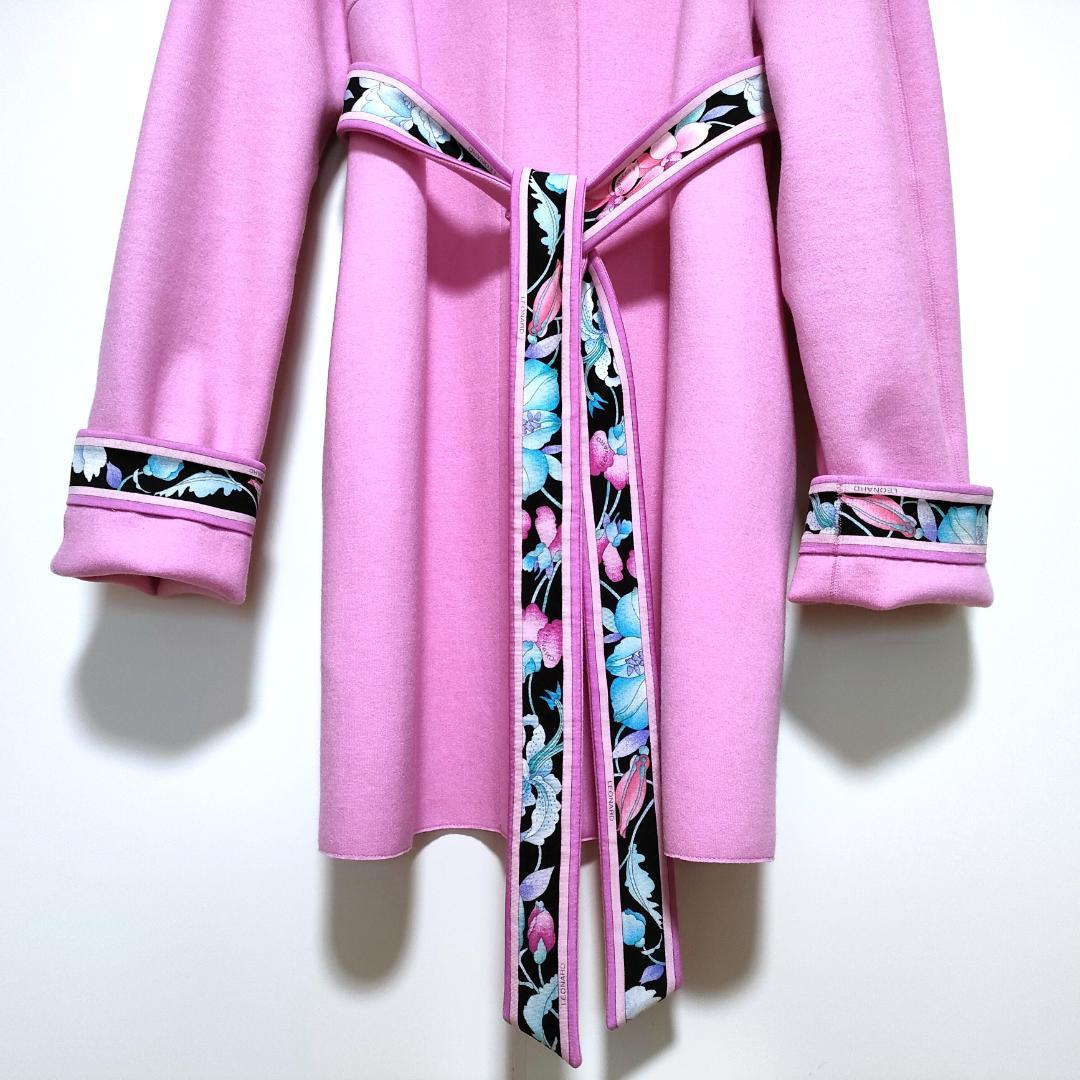 近年❤️レオナール コート❤️38 40 42 ピンク ハ ーフコート❤️大きめ