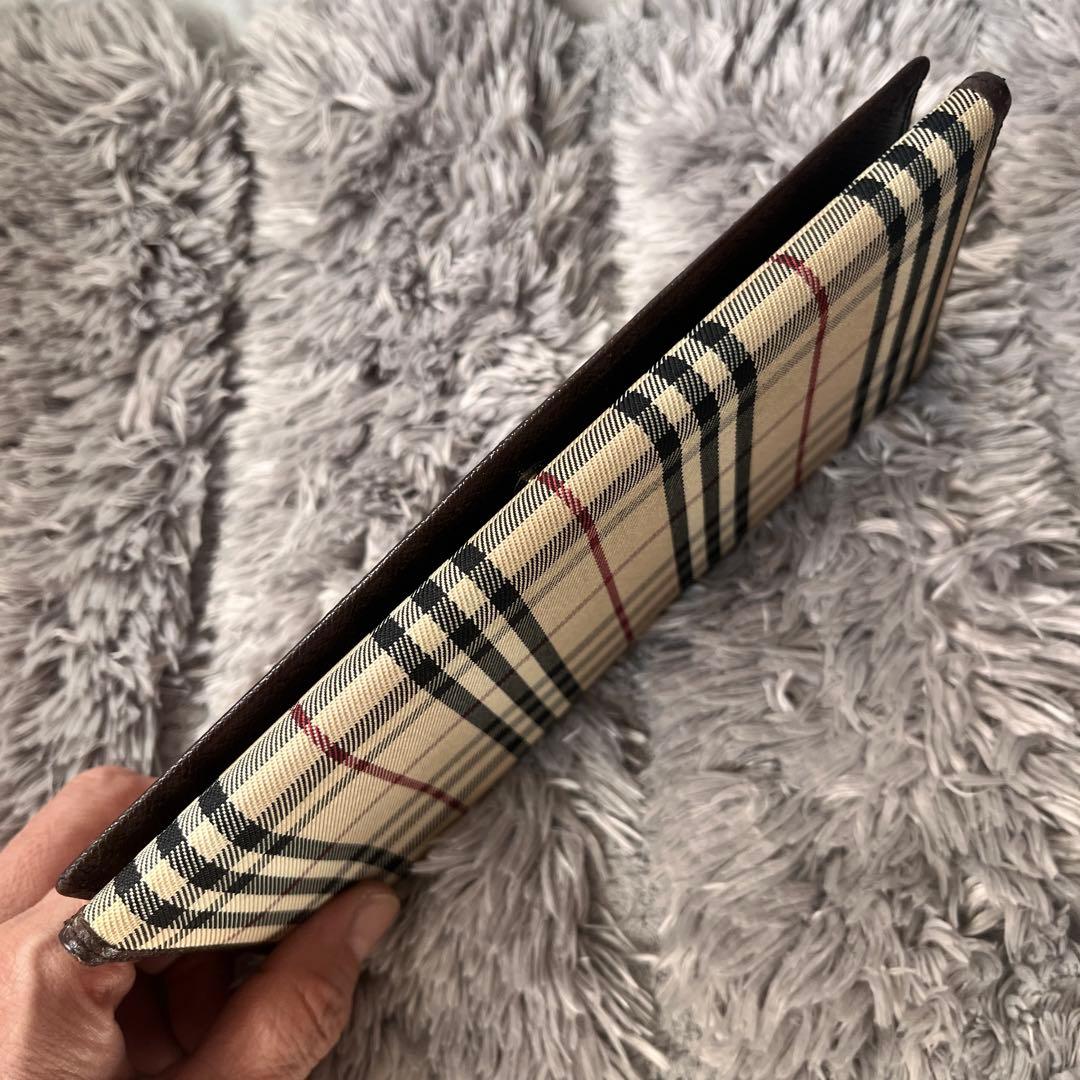 バーバリー　長財布　ノバチェック　軽量　レザー　ブラウン　メンズ　レディース