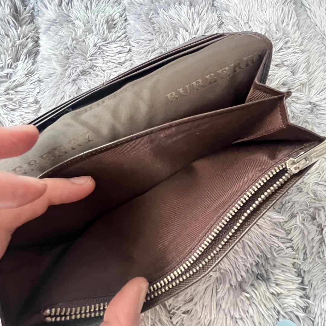 バーバリー　長財布　ノバチェック　軽量　レザー　ブラウン　メンズ　レディース