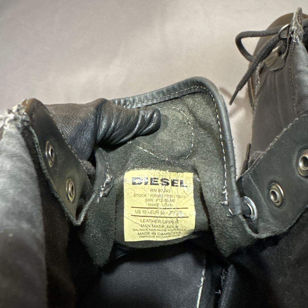 【あいうえお様】DIESEL ディーゼル レザーブーツ ブラック US10