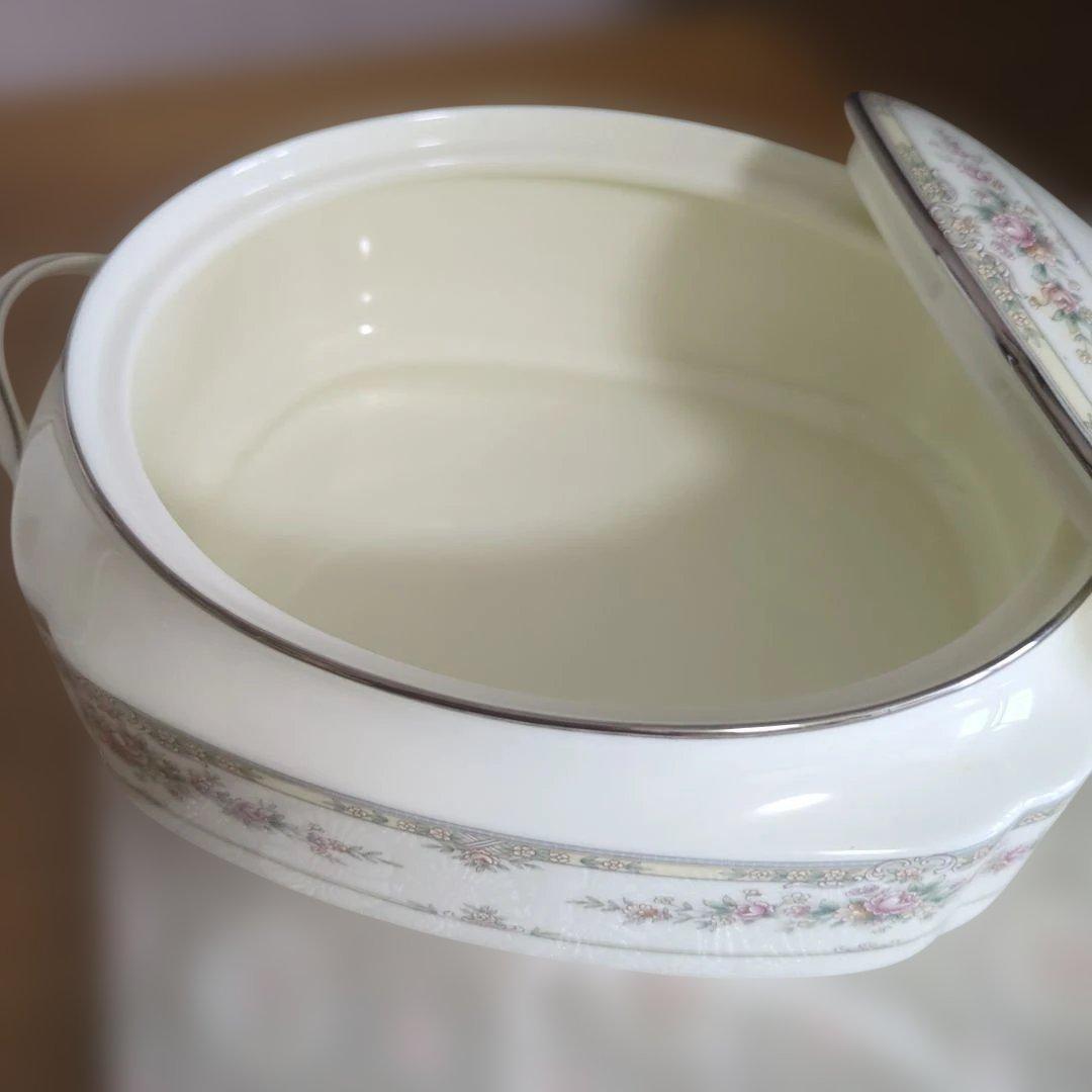 Noritake キャセロール　 蓋付ボウル　 シェナンドー　薔薇　銀縁